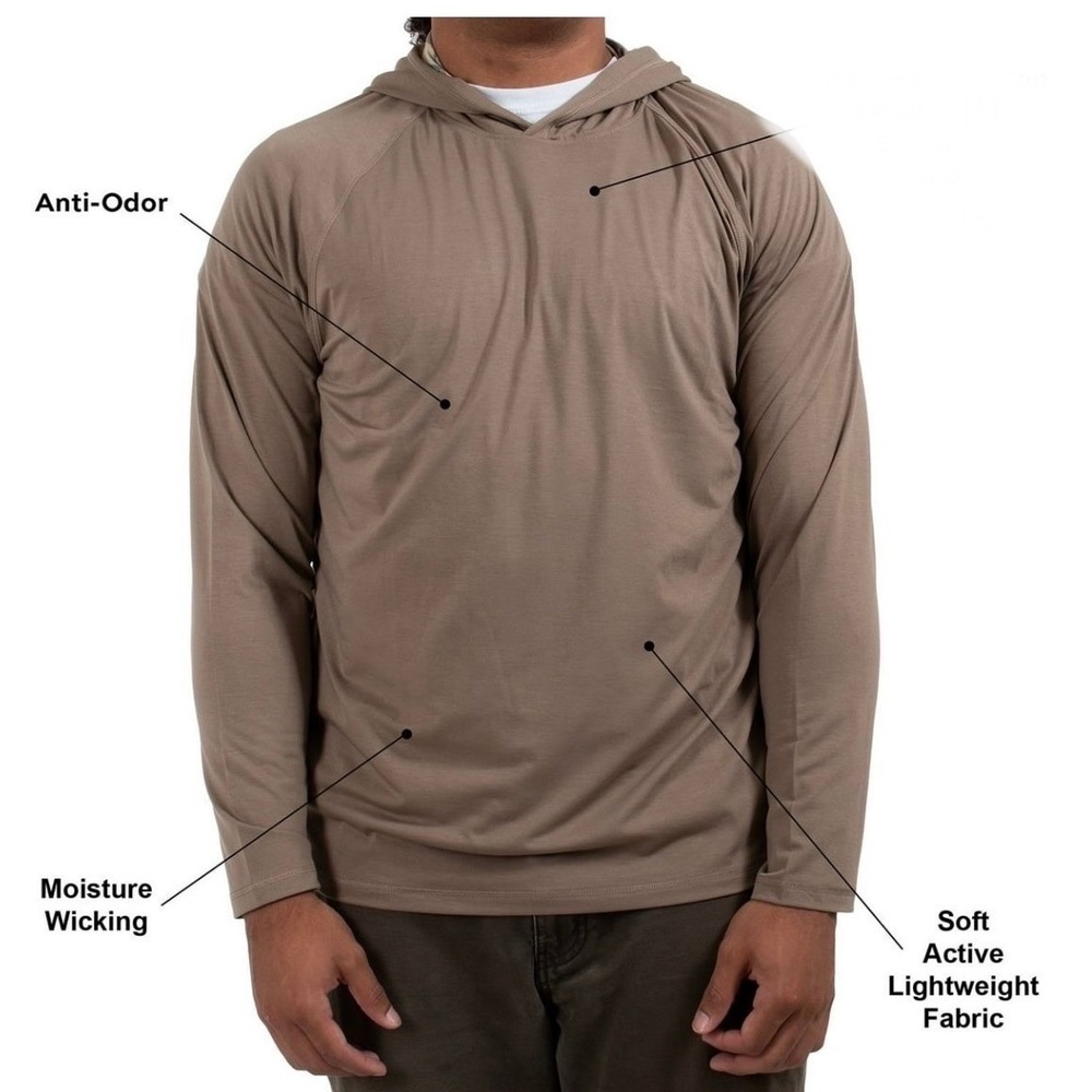 Habit Mens Desert Taupe Lightweight Bamboo Rayon Hoodie Long Sleeve size Medium - Picture 2 of 12